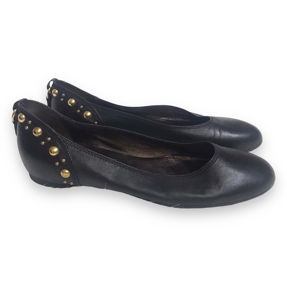 Attilio Giusti Leombruni Shoes - Attilio Giusti Leombruni Black Leather Studded Ballet Flats Size 38